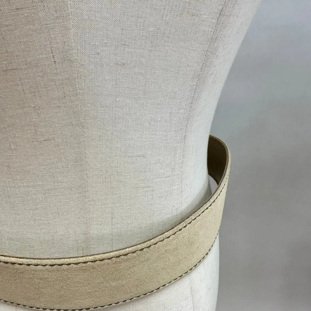 Vintage Suede Leather Waist Belt w/ Gold‎ Lion Medallion Statement Size Large
